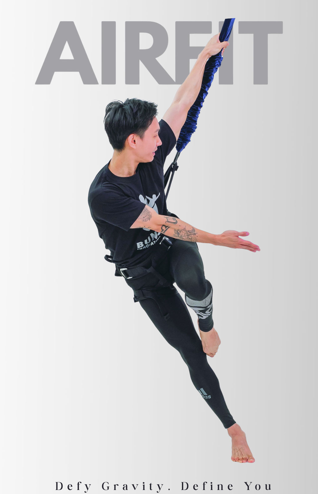 Bungee Pilates training using suspension system for core strength and low impact fitness workout