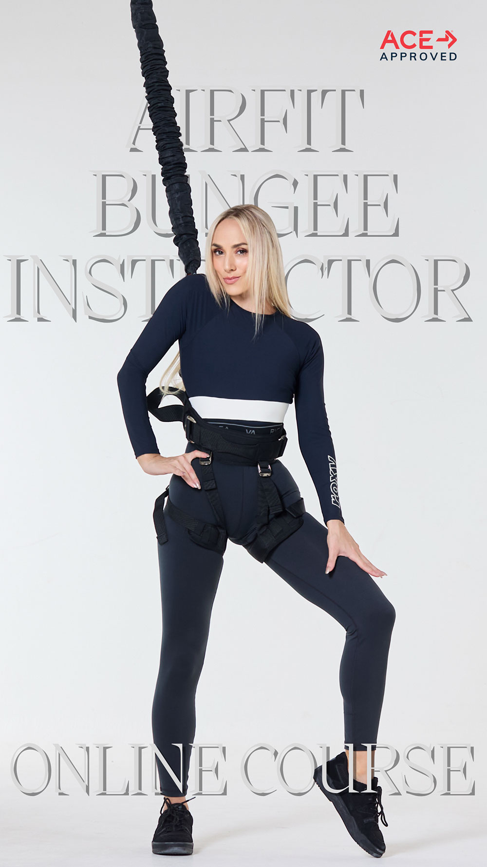 Professional AIRFIT bungee fitness instructor certification course recognized by ACE Approved program